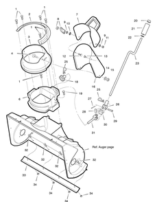 Chute System Diagram and Parts List for 622594X85NB 2005 Briggs and Stratton Snow Blower